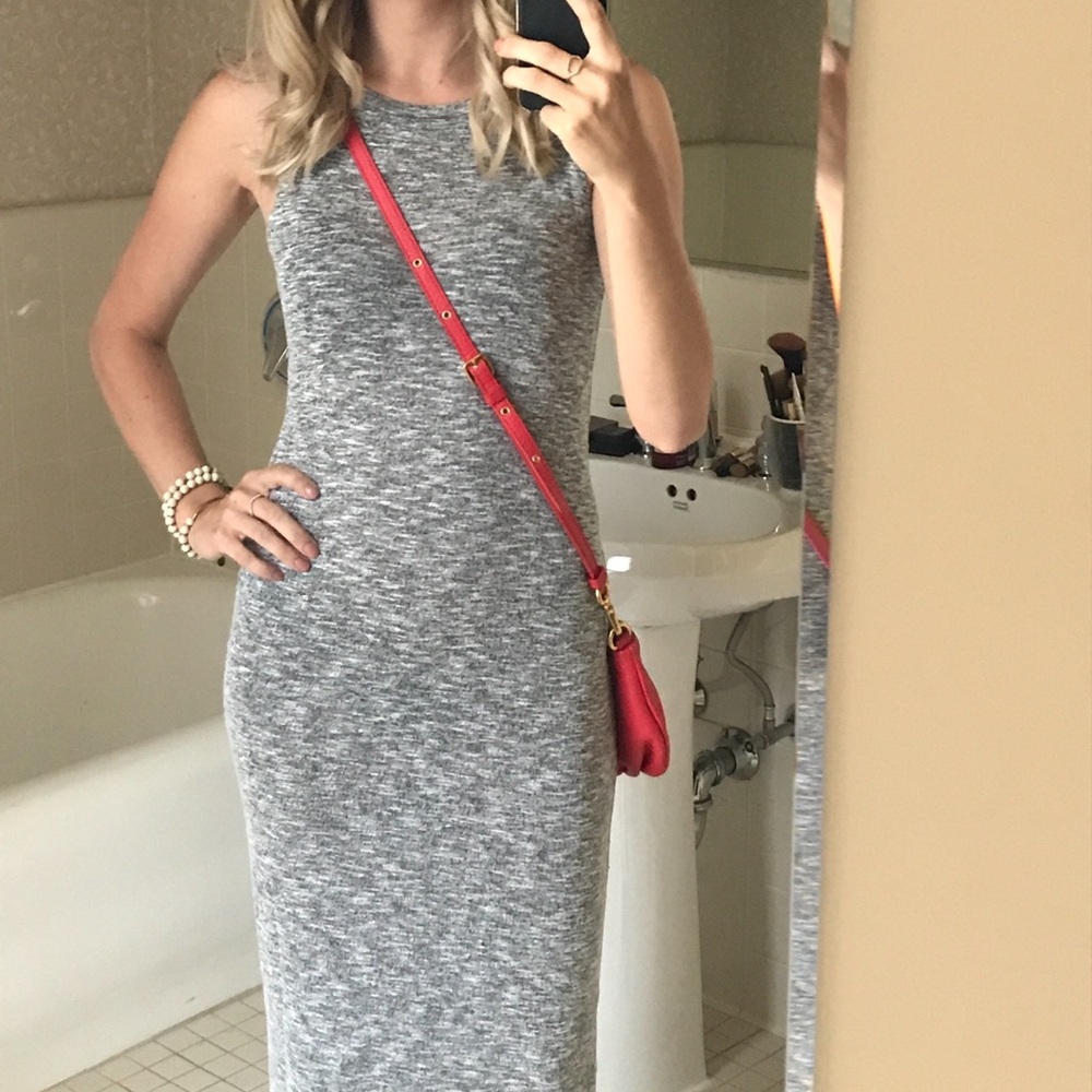 Forever 21 Gray Sleeveless Midi Bodycon Dress
